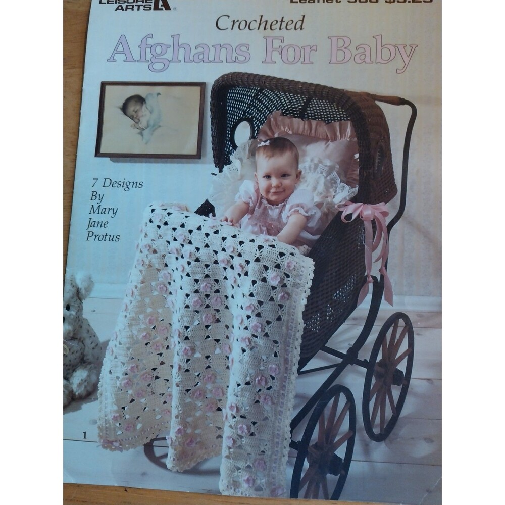 Leisure Arts Crochet Afghans for Baby Pattern Leaflet 588 7 Blanket Designs
